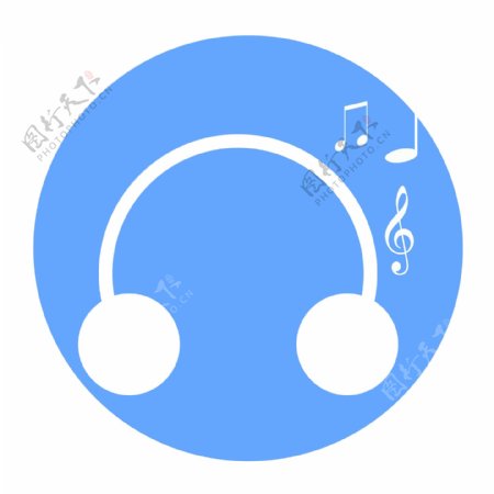 蓝色科技感简约听音乐UI图标
