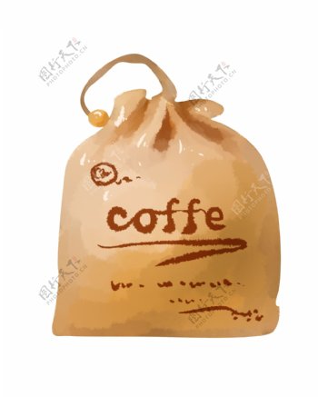 手提咖啡袋手绘插画