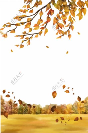 秋天落叶景色主题边框