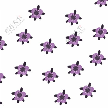 紫色清新小花卡通png素材