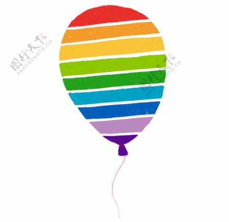 蜡笔风格彩虹气球