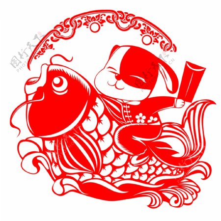 中国风卡通狗年贺新春剪纸红包