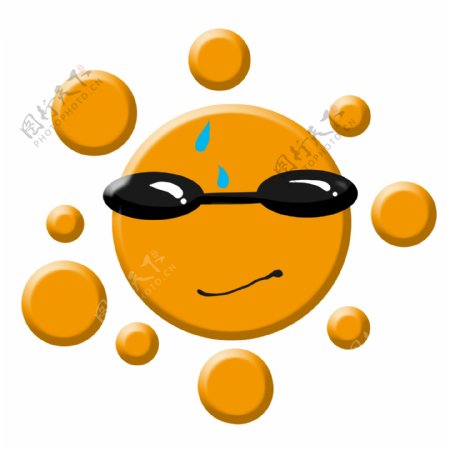 手绘橙色太阳插画