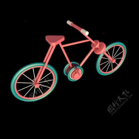 C4D立体彩色脚踏自行车2