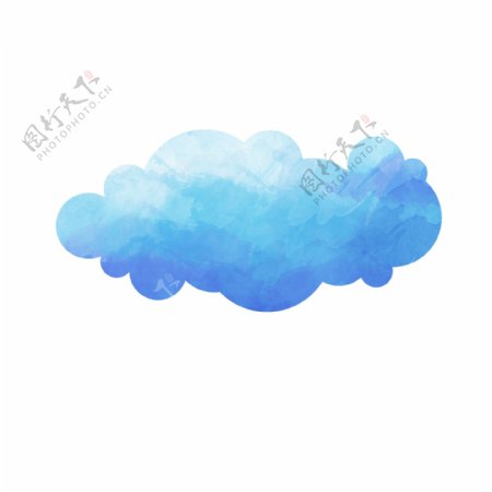 手绘蓝色水彩云朵