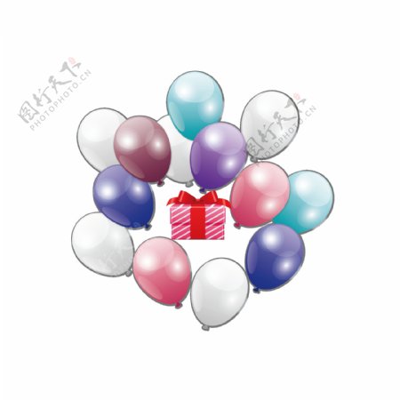 气球装饰礼物插画