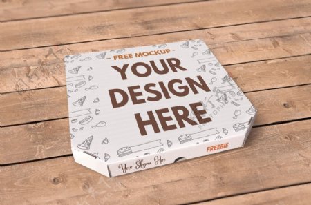 披萨包装盒模板贴图样机