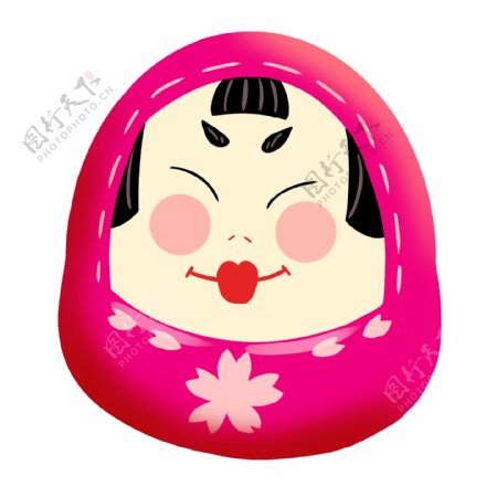 粉色日本脸谱插画