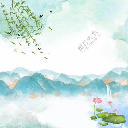 手绘中国风清明节背景主图