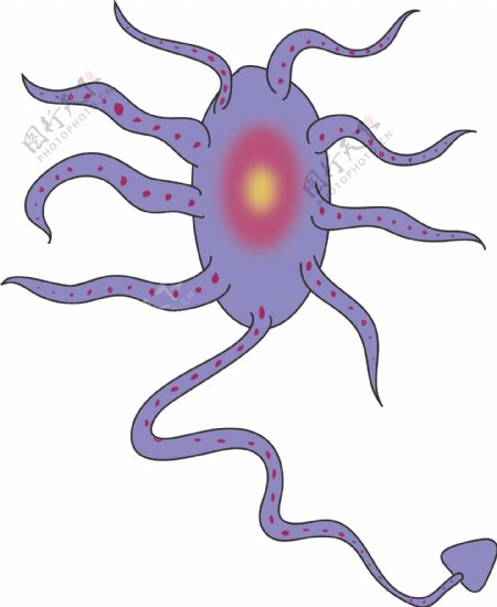 紫色细菌卡通插画
