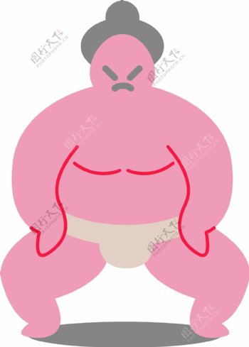 粉色相扑选手插画