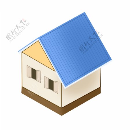 一栋2.5D立体小房子插画