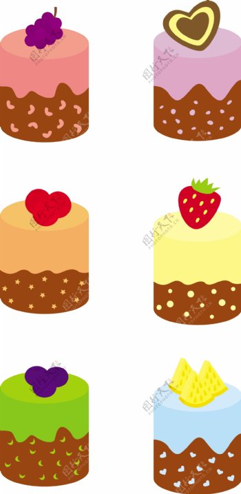 卡通矢量水果蛋糕