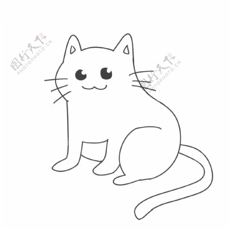 黑白线条猫咪免抠素材