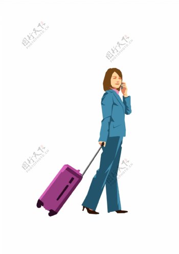 春分提行李箱的女人免扣元素