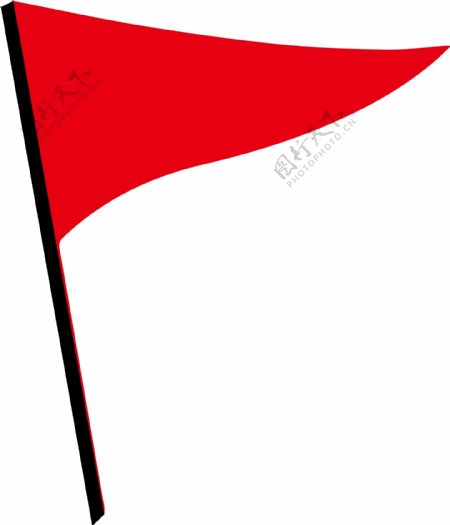 手绘红色简单装饰三角红旗免抠图