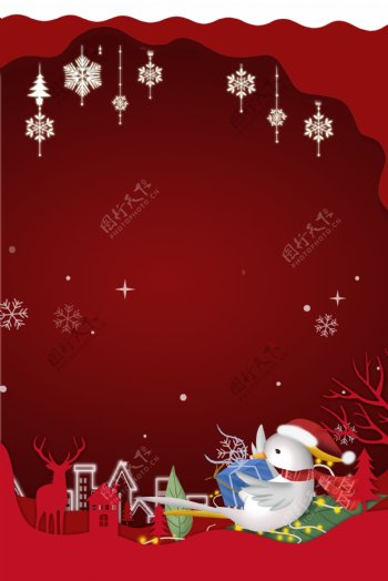 圣诞节折纸风合成海报背景