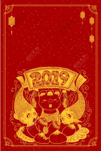 2019中国风春节猪年卡通猪福娃剪纸