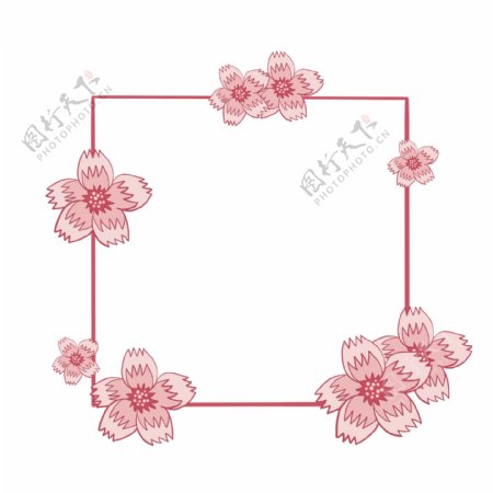 矢量免抠浪漫简约粉色樱花边框