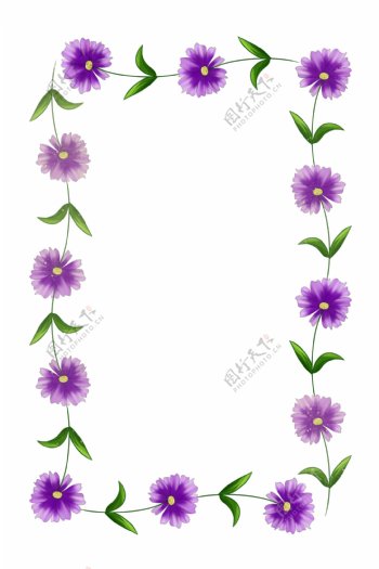 紫色花瓣藤蔓手绘边框