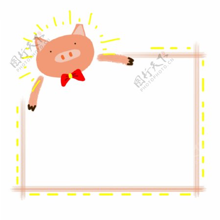 小猪边框装饰插画