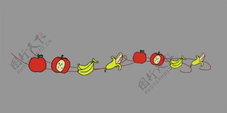 苹果香蕉分割线插画