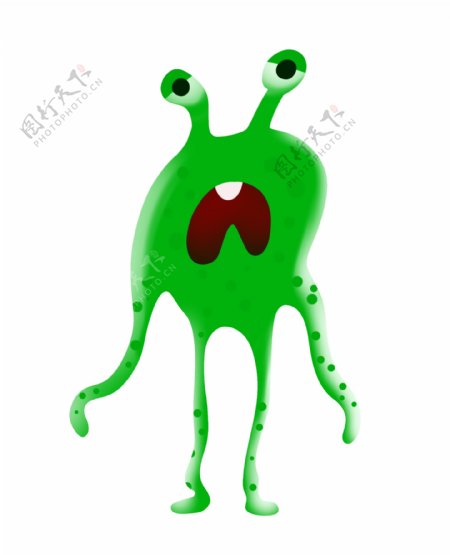 卡通绿色细菌插画