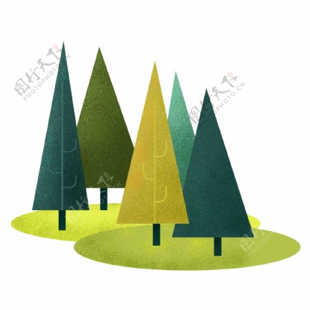 植树节绿色树林卡通透明素材