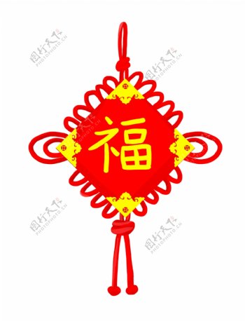 中国结福字挂饰插画