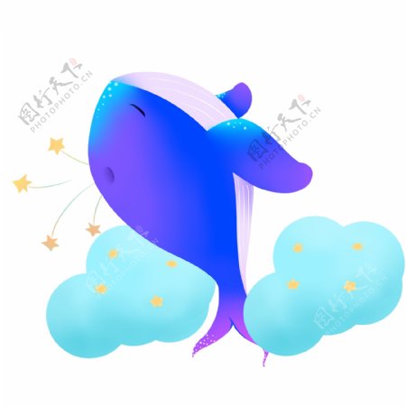 紫色的梦幻鲸鱼插画
