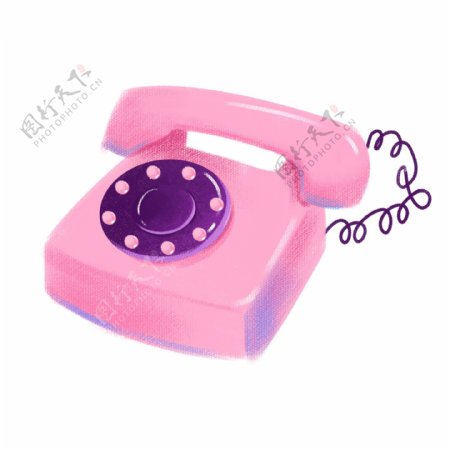 粉色复古电话装饰