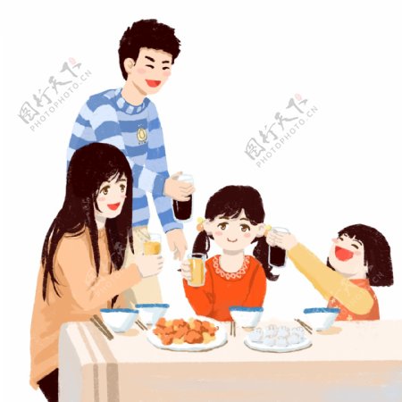 节日里家人一起吃饭