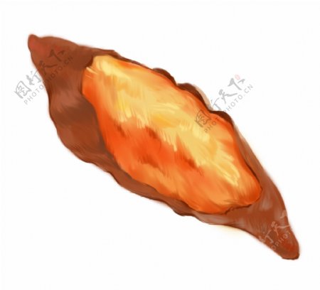 手绘烤红薯食品插画