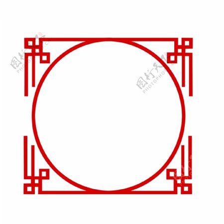 手绘中国风新年红色边框