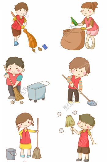 志愿者社区服务清洁打扫免抠PNG素材