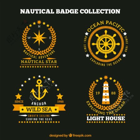 4款金色航海徽章