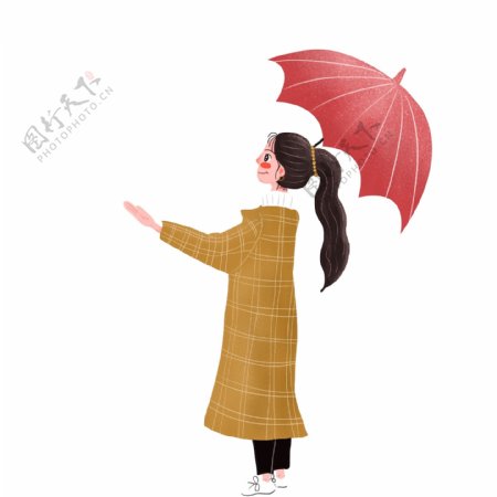 卡通简约撑着伞的少女设计
