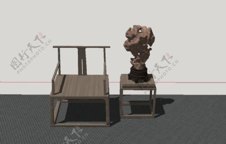 古代太师椅模型