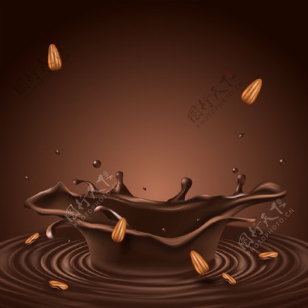 动感水花波纹巧克力食品背景