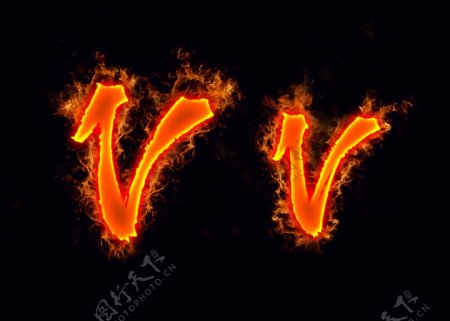 火焰英文字母Vv分层