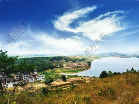 江西新农村山水风景俯拍