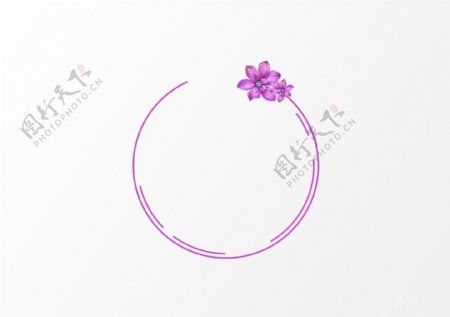 紫色花朵简约边框元素