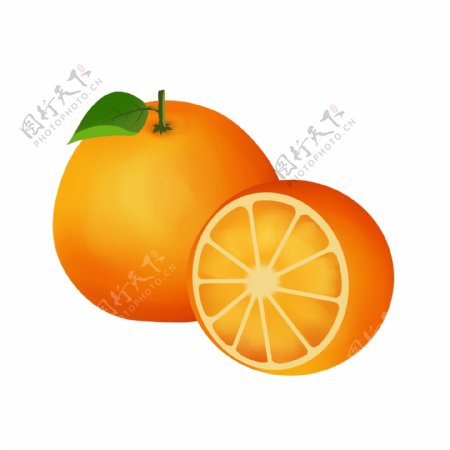 手绘夏季自然清新水果橙子免抠png