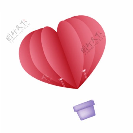 心形热气球卡通透明素材
