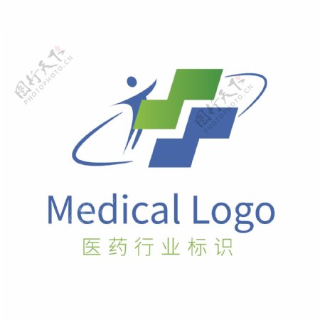 蓝色简洁医药卫生健康行业logo模板