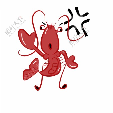 可爱卡通小龙虾手绘