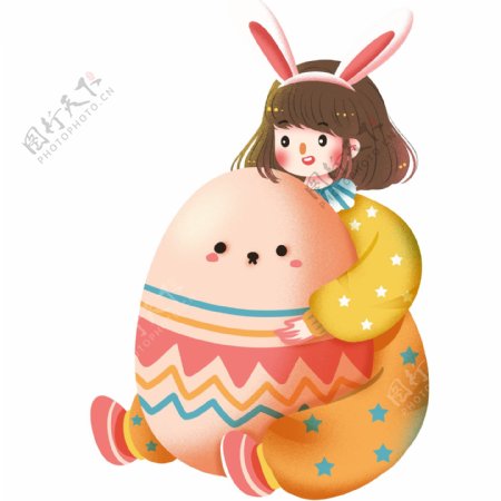 小清新可爱复活节兔子和彩蛋设计