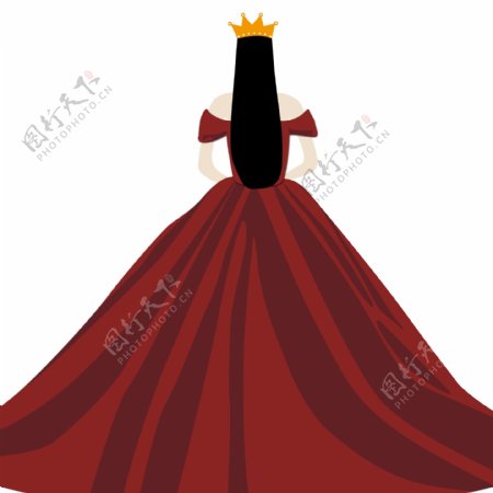红色长裙女王装饰元素