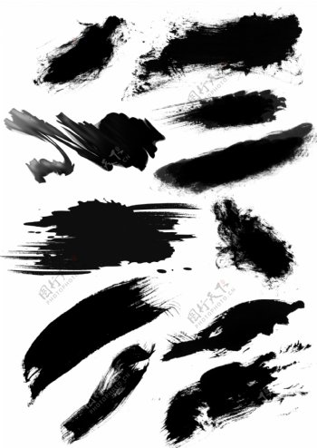 中国风黑色墨迹笔刷工具