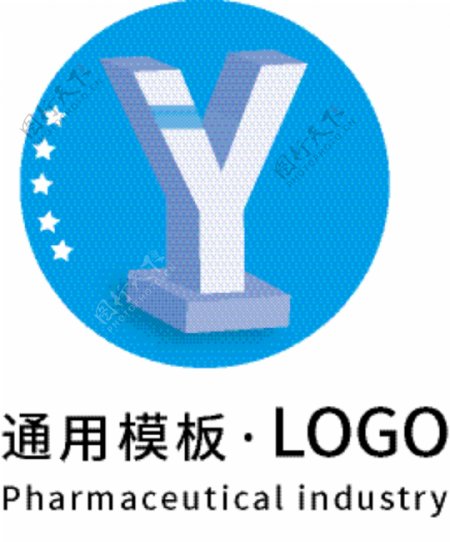 LOGO通用模版蓝色字母Y变形3D立体